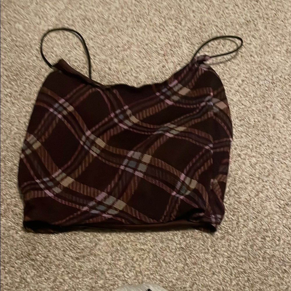 Rue21 Brown and White Fitted Crop Camisole